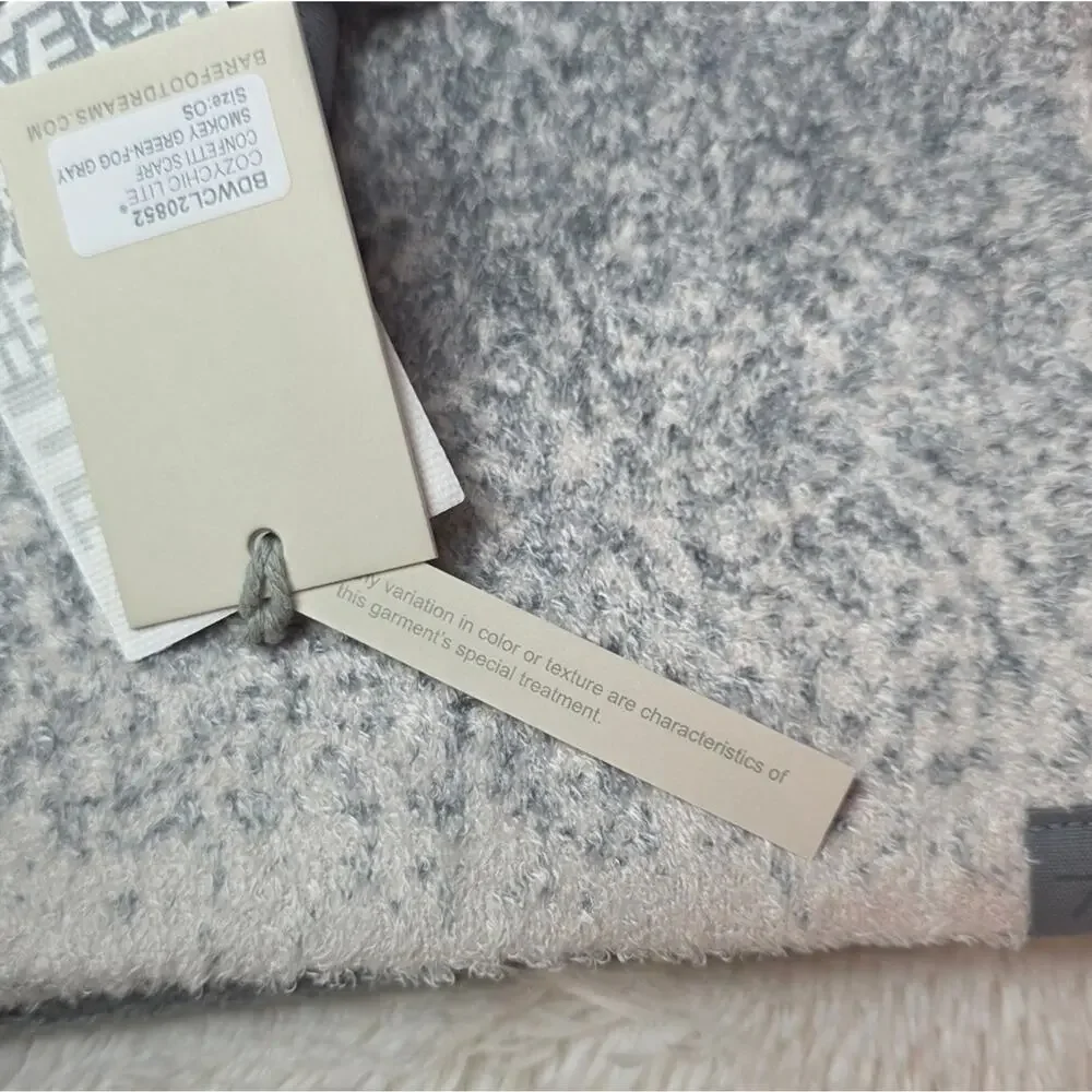 🚨NEW BAREFOOT DREAMS Cozychic Lite Confetti Scarf Gray Soft